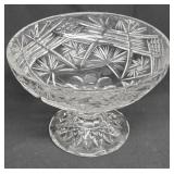 Very heavy cut glass fruit bowl / compote - Rings