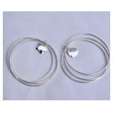 Sterling 925 Triple Bangles with Charms