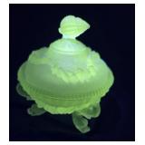 Glow green dolphin seashell trinket dish - as is