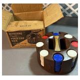 Vintage revolving , plastic poker chip rack