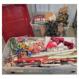 2 tubs Christmas lights and wrapping paper