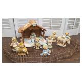 Cherished teddies, manger, and fence