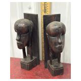 Pair African carved bookends