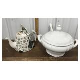 Portmeirion Teapot, Ironstone soup tureen w/