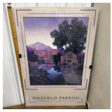 Maxfield Parrish poster w/ glass
