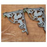 Pair of rooster cast iron shelf brackets