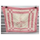 Embroidered quilted pillow case