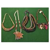 4 chunky Necklaces including natural Stone eagle