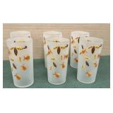 Autumn Leaf frosted glass tumblers Hall China - 6