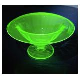 Uranium green Glass compote bowl