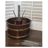 Wooden nut cracking bucket set