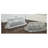 2 glass butter dishes - 1 is Dï¿½Arques Durand