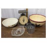 Bowls, scale, juicer, sifter