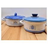 Vintage Blue & White Lidded Enamel Pots