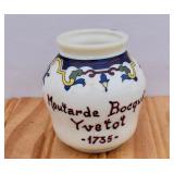 Vintage French Milk Glass Hand Painted Mustard