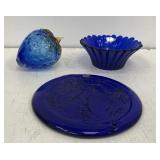 Blue Blenko glass - 3pcs