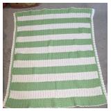 Vintage thick Afghan - lime green and white