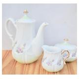 Hand Painted Artist Signed Teapot, Creamer &