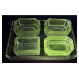 Glow Glass Salt cellars with tray. Nice, but not