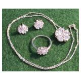 3pc Beautiful set 925 Sterling sparkly necklace,