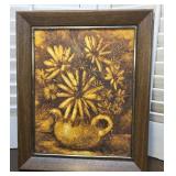 Textured Lou Scott MCM painting on masonite