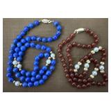 14k Gold Clasp Blue And Red Stone Necklaces
