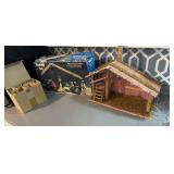 Nativity set real wood stable 11 pieces