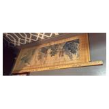 Vintage scroll art on Bamboo/ cloth framed