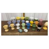 Egg cups, marble, wood eggs