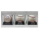 3 Autographed Offical Major League Baseballs. El