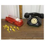 Wind up fire engine, metal phone *not perfect