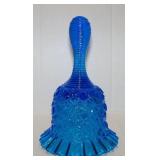 Vintage FENTON Daisy & Button Blue Glass Bell w/