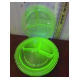 6 Glow Glass Divided Dinner Plates Depression