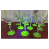 10 Glow Glass Stemware *some Flea Bites