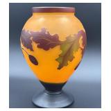 Cameo Art Glass High Relief Oak Leaves