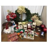 Christmas ornaments, wreath, gnomes etc