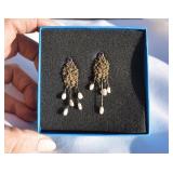Vintage Gold over 925 with Dangle Pearls and