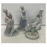 Lladro style  porcelain figurines - music box
