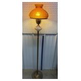 Brass lamp w/ amber shade