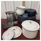 Enamelware roasters, pots strainers etcï¿½