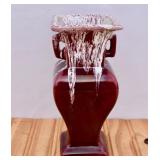 MCM Oxblood Double Handle Vase