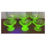 6 Federal  glow glass dessert cups *some chips
