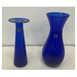 2 Blenko cobalt vases