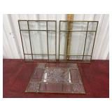 3 Leaded bevel glass window panels