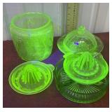 Glow glass covered dish, divided dish, juice