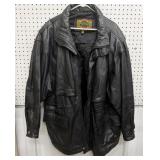 Global Identity black leather coat- size XL