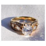 925 Gold Wash & Clear Stone Ring