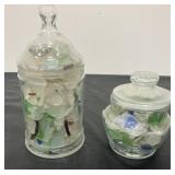 2 Jars Of Assorted Sea Glass