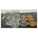 5 Beer Mugs & 6 Ashtrays