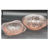 2 pink depression glass serving bowls - The